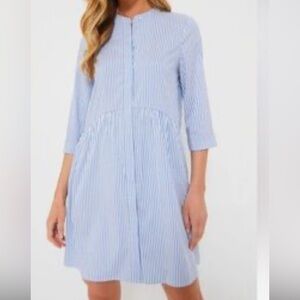 Tuckernuck chambray Striped hidden buttons Dress with pockets size S
